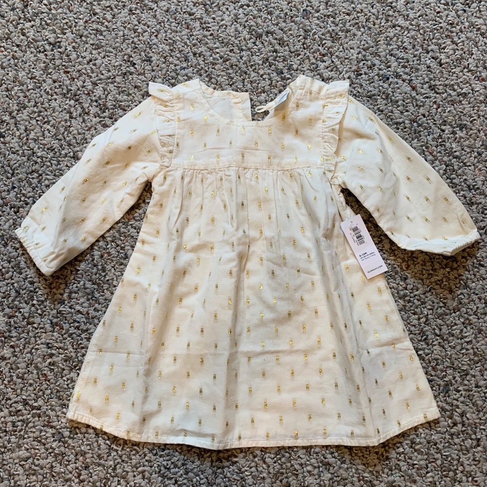 Cream and Gold Baby Girls Dress